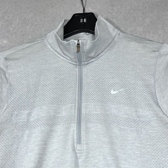 Nike Sweatshirt Womens Size Medium Gray Dri Fit Half Zip Pullover Jacket 2474 - Picture 2 of 14
